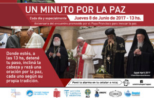 8 de junio a las 13 hs: Un minuto por la paz